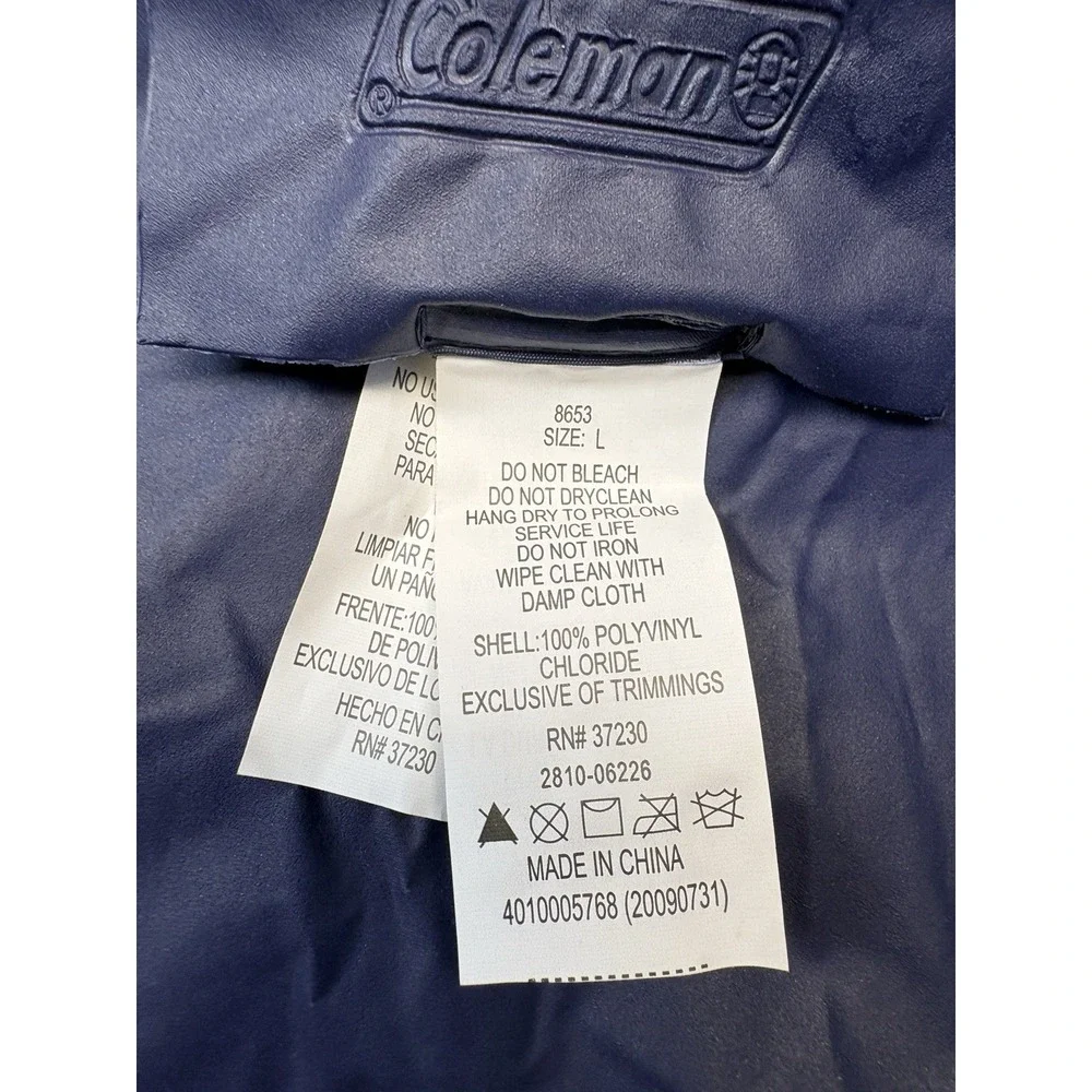 Coleman Men's blue Poly Vinyl Rain Long Sleeve Jacket Hoodie L/XL M-398